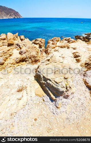 in greece the mykonos island rock sea and beach sky