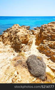 in greece the mykonos island rock sea and beach sky