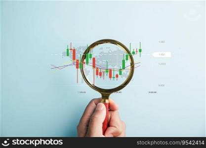 In hands ofskilled trader,magnifier glass becomestool for discovery and analysis, unveiling potential of stock market&rsquo;s bar graph for business investments. Technical price graph and indicator