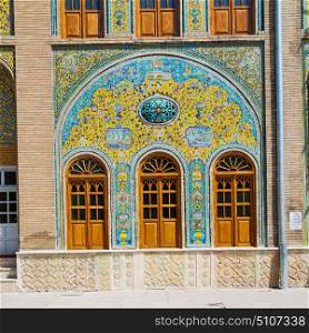in iran antique palace golestan gate and garden old eritage and historical place