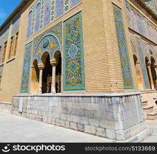 in iran antique palace golestan gate and garden old eritage and historical place