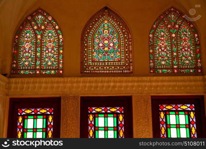 in iran blur colors from the windows the old mosque traditional scenic light