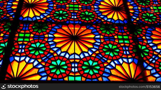 in iran blur colors from the windows the old mosque traditional scenic light