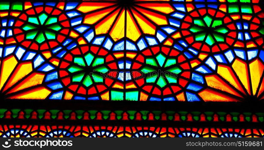 in iran blur colors from the windows the old mosque traditional scenic light