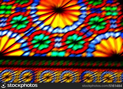 in iran blur colors from the windows the old mosque traditional scenic light