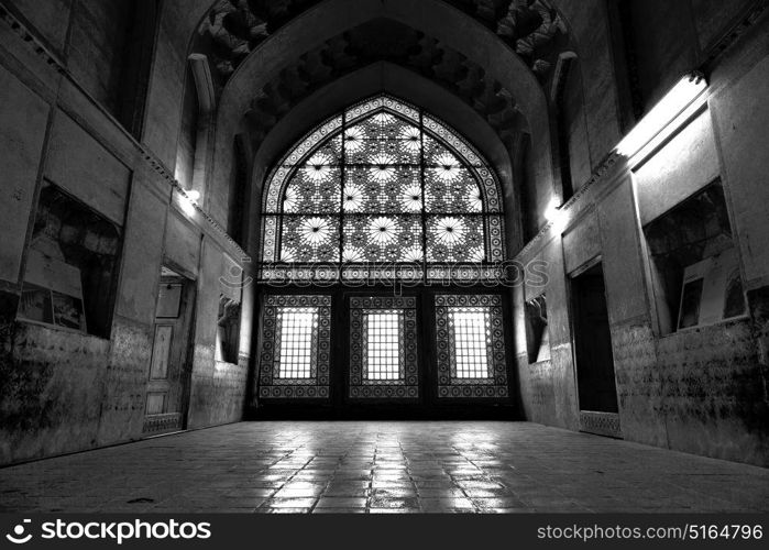 in iran blur colors from the windows the old mosque traditional scenic light