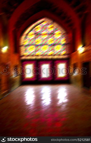 in iran blur colors from the windows the old mosque traditional scenic light