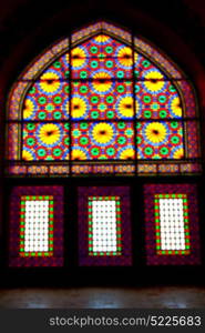 in iran blur colors from the windows the old mosque traditional scenic light