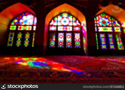 in iran blur colors from the windows the olf mosque traditional scenic light