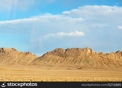 in iran blur mountain and landscape from the window of a car