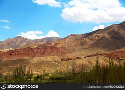 in iran blur mountain and landscape from the window of a car