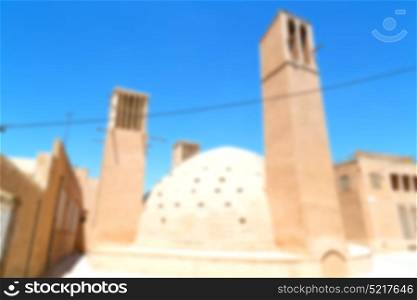 in iran blur yazd the old wind tower construction used to frozen water and ice