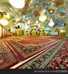 in iran inside the old antique mosque with glass and mirror traditional islam architecture