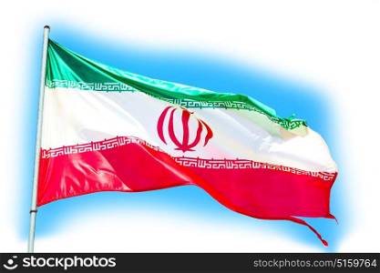 in iran iranian waving flag the blue sky and wind