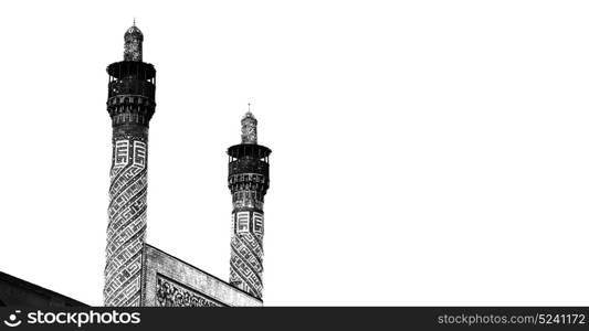 in iran old square mosque and fountain water backlight