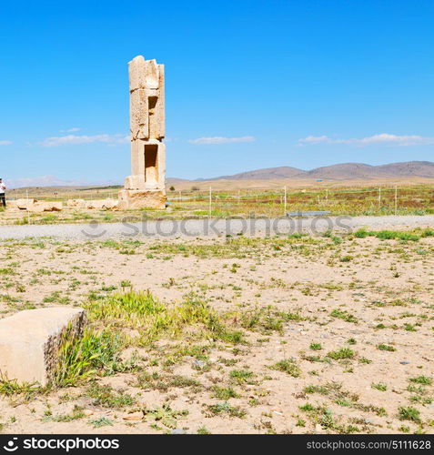 in iran pasargad the old construction temple and grave column