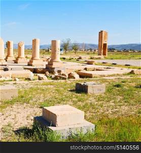 in iran pasargad the old construction temple and grave column blur