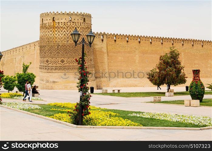 in iran shiraz the old castle city defensive architecture near a garden