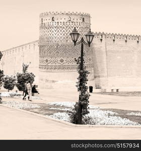 in iran shiraz the old castle city defensive architecture near a garden