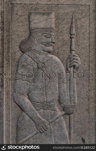 in iran the bas relief of an antique warrior