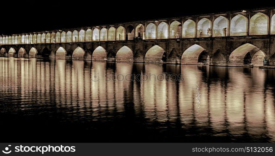 in iran the old bridge of isfahan for light and night