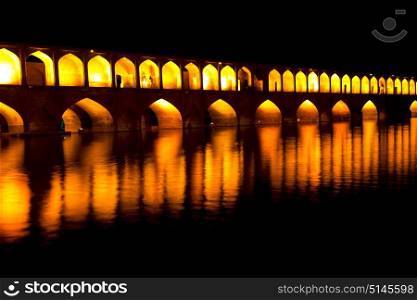 in iran the old bridge of isfahan for light and night