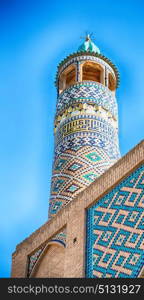 in iran the old mosque and traditional wall tile incision near minaret