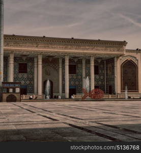 in iran the old mosque and traditional wall tile incision near minaret