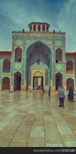 in iran the old mosque and traditional wall tile incision near minaret