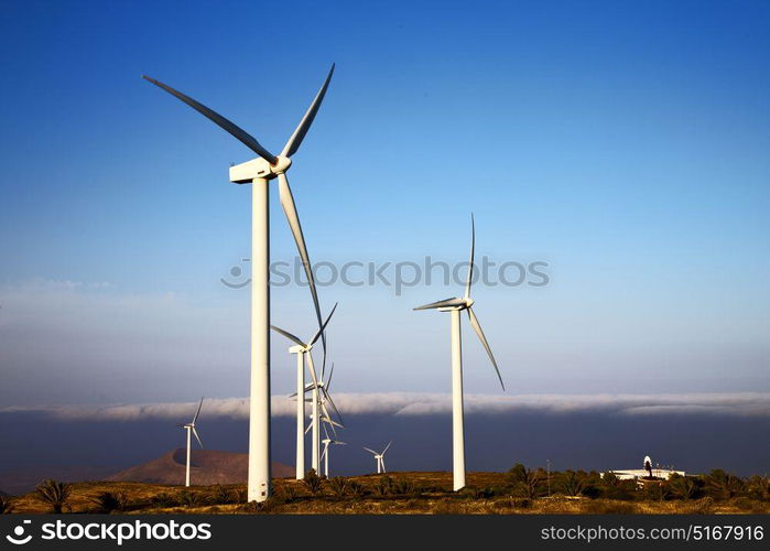 in isle of lanzarote spain africa wind turbines and the sky