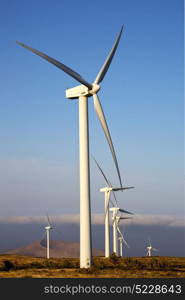 in isle of lanzarote spain africa wind turbines and the sky