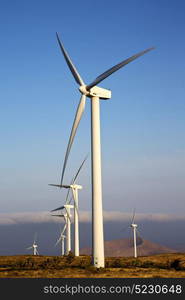 in isle of lanzarote spain africa wind turbines and the sky