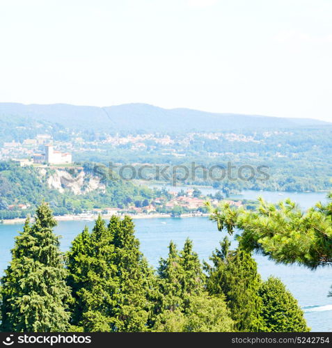 in italy landscape panorama of lake and mountain hill beautiful destination