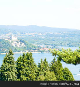 in italy landscape panorama of lake and mountain hill beautiful destination