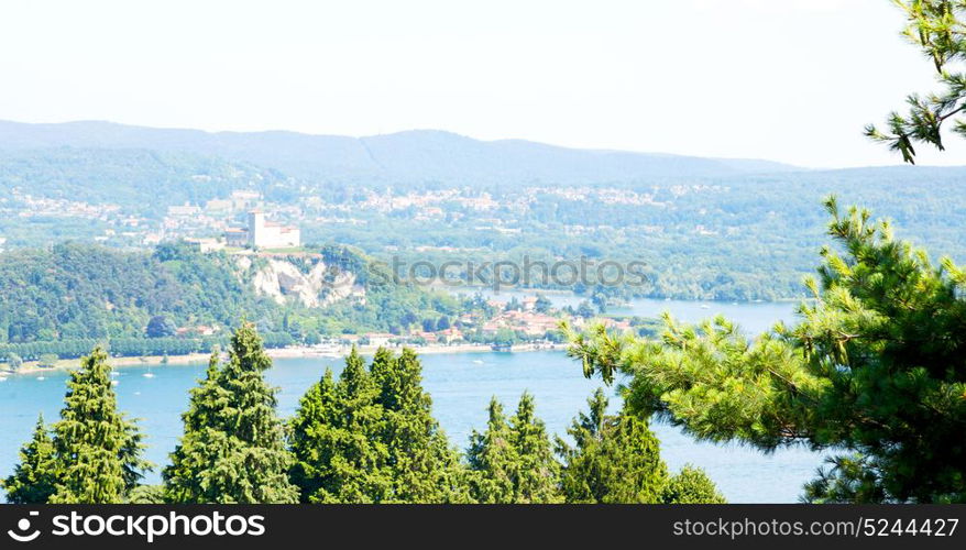 in italy landscape panorama of lake and mountain hill beautiful destination