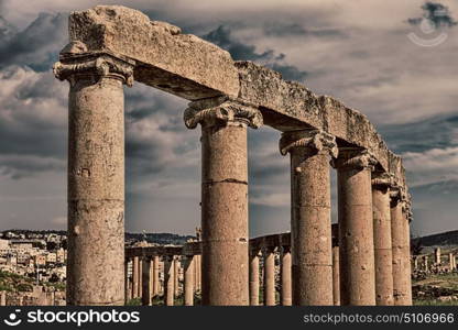 in jerash jordan the antique archeological site classical heritage for tourist