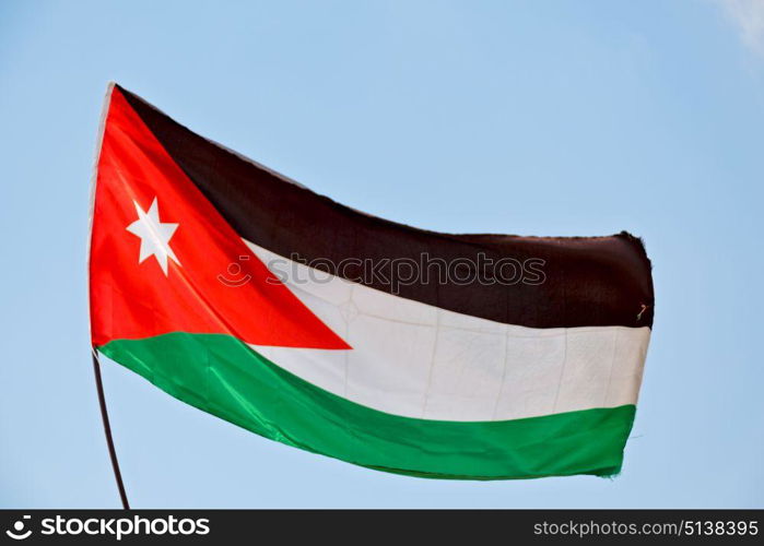 in jordan the national flag in the wind and sky