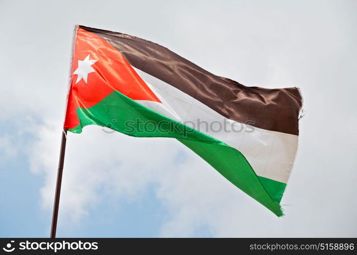 in jordan the national flag in the wind and sky