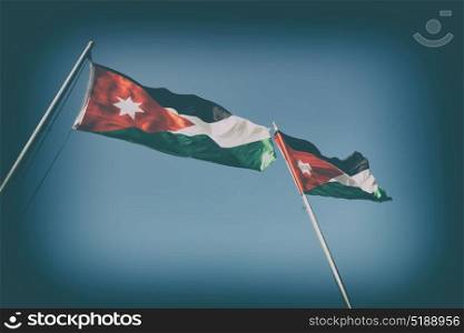 in jordan the national flag in the wind and sky