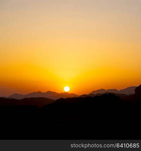 in jordan wadi rum desert the sunset full of colors near the hill and mountain