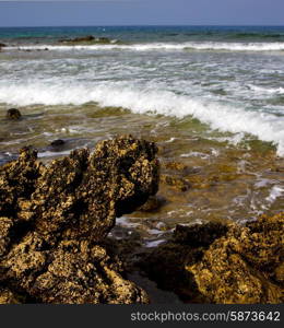 in lanzarote isle rock spain landscape stone sky cloud beach water &#xA;