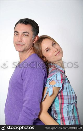 In loved couple on white background