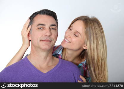 In loved couple on white background