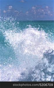 in mexico froath and blue foam in the sea drop sunny day