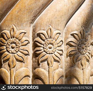 in old iran mousque the column incision of a flower like abstract background