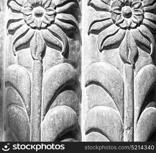 in old iran mousque the column incision of a flower like abstract background