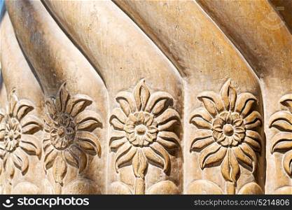 in old iran mousque the column incision of a flower like abstract background