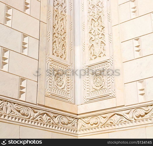 in oman the wall of big muscat mosque abstract background and antique