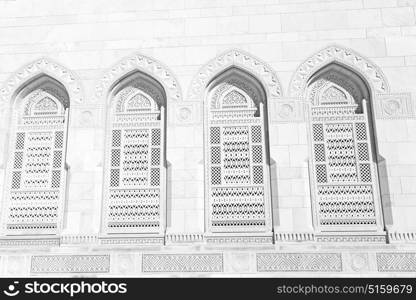 in oman the wall of big muscat mosque abstract background and antique