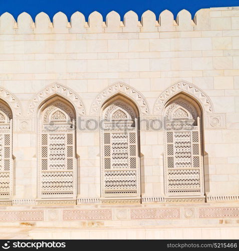 in oman the wall of big muscat mosque abstract background and antique